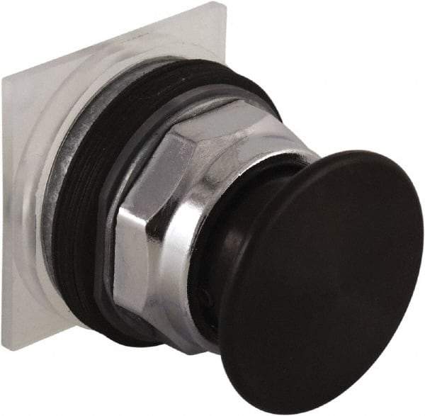 Schneider Electric - 30mm Mount Hole, Extended Mushroom Head, Pushbutton Switch Only - Round, Black Pushbutton, Nonilluminated, Maintained (MA) - USA Tool & Supply