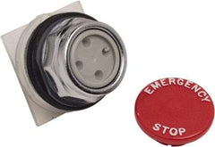 Schneider Electric - 1.18 Inch Mount Hole, Extended Straight, Pushbutton Switch Only - Round, Red Pushbutton, Momentary (MO), Weatherproof, Dust and Oil Resistant - USA Tool & Supply