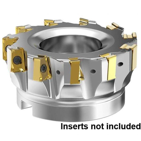 Kennametal - 9 Inserts, 3" Cut Diam, 1" Arbor Diam, 15.5mm Max Depth of Cut, Indexable Square-Shoulder Face Mill - 0° Lead Angle, 1-3/4" High, LNGU15T608SRGE Insert Compatibility, Through Coolant, Series MILL 4-15 - USA Tool & Supply