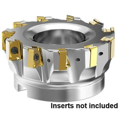 Kennametal - 9 Inserts, 3" Cut Diam, 1" Arbor Diam, 15.5mm Max Depth of Cut, Indexable Square-Shoulder Face Mill - 0° Lead Angle, 1-3/4" High, LNGU15T608SRGE Insert Compatibility, Through Coolant, Series MILL 4-15 - USA Tool & Supply