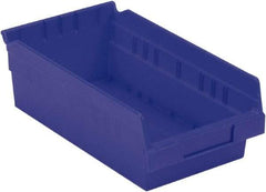 LEWISBins+ - 11-5/8" Deep, Blue Hopper Shelf Bin - 4" High x 6-5/8" Wide x 11-5/8" Long - USA Tool & Supply