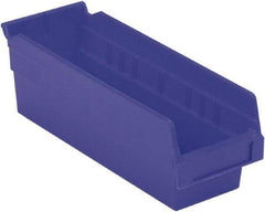 LEWISBins+ - 11-5/8" Deep, Blue Hopper Shelf Bin - 4" High x 4-1/8" Wide x 11-5/8" Long - USA Tool & Supply