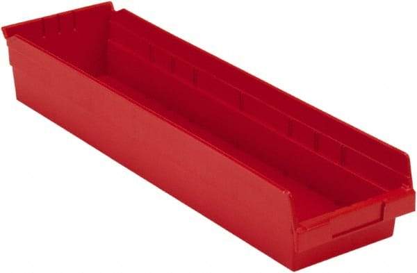 LEWISBins+ - 23-5/8" Deep, Red Hopper Shelf Bin - 4" High x 6-5/8" Wide x 23-5/8" Long - USA Tool & Supply