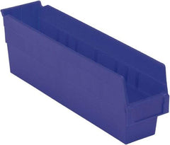 LEWISBins+ - 17-7/8" Deep, Blue Hopper Shelf Bin - 6" High x 4-1/8" Wide x 17-7/8" Long - USA Tool & Supply