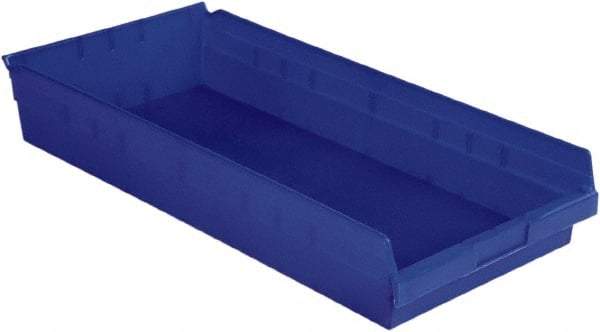 LEWISBins+ - 23-5/8" Deep, Blue Hopper Shelf Bin - 4" High x 11-1/8" Wide x 23-5/8" Long - USA Tool & Supply