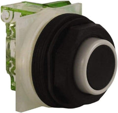 Schneider Electric - 30mm Mount Hole, Extended Straight, Pushbutton Switch with Contact Block - Black Pushbutton, Momentary (MO) - USA Tool & Supply