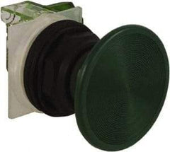 Schneider Electric - 30mm Mount Hole, Extended Straight, Pushbutton Switch with Contact Block - Green Pushbutton, Momentary (MO) - USA Tool & Supply
