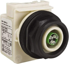 Schneider Electric - 28 V Green Lens LED Pilot Light - Round Lens, Screw Clamp Connector, 54mm OAL x 42mm Wide, Vibration Resistant - USA Tool & Supply