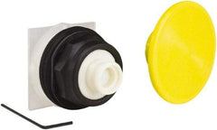 Schneider Electric - 30mm Mount Hole, Extended Mushroom Head, Pushbutton Switch Only - Round, Yellow Pushbutton, Momentary (MO) - USA Tool & Supply