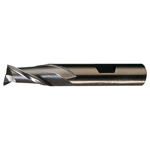 ‎23/64″ × 3/8″ × 9/16″ × 2-1/2″ RHS / RHC HSS-CO 8% (M42) Cobalt Single-End 2-Flute Center Cutting Finishing End Mill - Bright - Exact Industrial Supply
