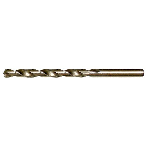 L RHS / RHC HSS-CO 8% (M42) 135 Degree Split Point Cobalt Heavy Duty Jobber Length Drill - Straw / Gold Oxide - Exact Industrial Supply