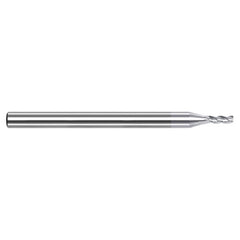 Variable Helix End Mills for Aluminum Alloys - 0.0350″ Cutter Diameter × 0.0030″ Radius × 0.1050″ Length of Cut Carbide Corner Radius End Mill for Aluminum Alloys, 3 Flutes, TiB2 Coated