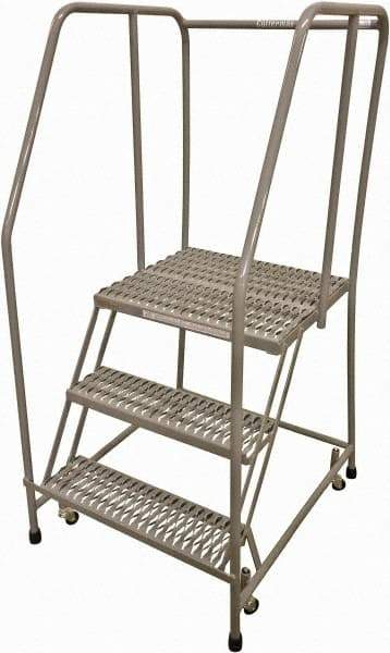 Cotterman - 60" 3 Step Rolling Warehouse Ladder - Rolling Safety Ladder, 450 Lb Capacity, 30" Platform Height, 20" Base Width x 26" Base Depth, Serrated Steel - USA Tool & Supply