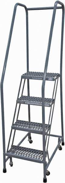 Cotterman - 70" 4 Step Rolling Warehouse Ladder - Rolling Safety Ladder, 450 Lb Capacity, 40" Platform Height, 20" Base Width x 31" Base Depth, Expanded Metal Tread - USA Tool & Supply