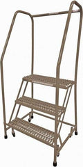 Cotterman - 60" 3 Step Rolling Warehouse Ladder - Rolling Safety Ladder, 450 Lb Capacity, 30" Platform Height, 30" Base Width x 26" Base Depth, Serrated Steel - USA Tool & Supply