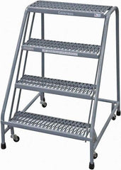 Cotterman - 40" 4 Step Rolling Warehouse Ladder - Rolling Safety Ladder, 450 Lb Capacity, 40" Platform Height, 30" Base Width x 31" Base Depth, Serrated Steel - USA Tool & Supply