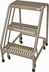 Cotterman - 30" 3 Step Rolling Warehouse Ladder - Rolling Safety Ladder, 450 Lb Capacity, 30" Platform Height, 21" Base Width x 27" Base Depth, Serrated Steel - USA Tool & Supply