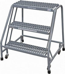 Cotterman - 30" 3 Step Rolling Warehouse Ladder - Rolling Safety Ladder, 450 Lb Capacity, 30" Platform Height, 30" Base Width x 26" Base Depth, Serrated Steel - USA Tool & Supply