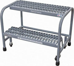 Cotterman - 20" 2 Step Rolling Warehouse Ladder - Rolling Safety Ladder, 450 Lb Capacity, 20" Platform Height, 26" Base Width x 19" Base Depth, Serrated Steel - USA Tool & Supply
