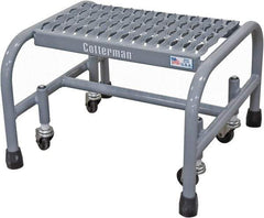 Cotterman - 12" 1 Step Rolling Warehouse Ladder - Rolling Safety Ladder, 450 Lb Capacity, 12" Platform Height, 26" Base Width x 19" Base Depth, Serrated Steel - USA Tool & Supply