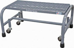 Cotterman - 12" 1 Step Rolling Warehouse Ladder - Rolling Safety Ladder, 450 Lb Capacity, 12" Platform Height, 26" Base Width x 19" Base Depth, Expanded Metal Tread - USA Tool & Supply