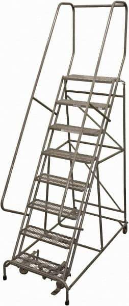 Cotterman - 110" 8 Step Rolling Warehouse Ladder - Rolling Safety Ladder, 450 Lb Capacity, 80" Platform Height, 24" Base Width x 61" Base Depth, Serrated Steel - USA Tool & Supply