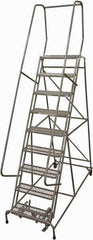 Cotterman - 120" 9 Step Rolling Warehouse Ladder - Rolling Safety Ladder, 450 Lb Capacity, 90" Platform Height, 24" Base Width x 67" Base Depth, Expanded Metal Tread - USA Tool & Supply