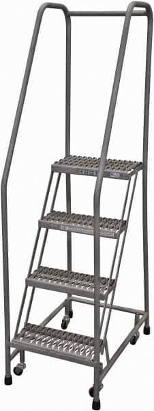 Cotterman - 70" 4 Step Rolling Warehouse Ladder - Rolling Safety Ladder, 450 Lb Capacity, 40" Platform Height, 20" Base Width x 41" Base Depth, Serrated Steel - USA Tool & Supply