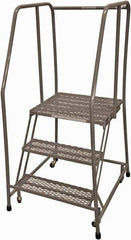 Cotterman - 60" 3 Step Rolling Warehouse Ladder - Rolling Safety Ladder, 450 Lb Capacity, 30" Platform Height, 30" Base Width x 30" Base Depth, Expanded Metal Tread - USA Tool & Supply