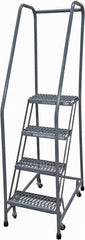 Cotterman - 70" 4 Step Rolling Warehouse Ladder - Rolling Safety Ladder, 450 Lb Capacity, 40" Platform Height, 20" Base Width x 31" Base Depth, Serrated Steel - USA Tool & Supply