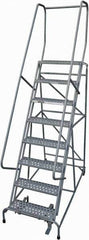 Cotterman - 110" 8 Step Rolling Warehouse Ladder - Rolling Safety Ladder, 450 Lb Capacity, 80" Platform Height, 32" Base Width x 71" Base Depth, Perforated Tread - USA Tool & Supply