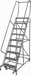 Cotterman - 120" 9 Step Rolling Warehouse Ladder - Rolling Safety Ladder, 450 Lb Capacity, 90" Platform Height, 24" Base Width x 77" Base Depth, Serrated Steel - USA Tool & Supply