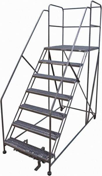Cotterman - 106" 7 Step Rolling Work Platform - Rolling Work Platform, 800 Lb Capacity, 70" Platform Height, 40" Base Width x 99" Base Depth, Serrated Steel - USA Tool & Supply