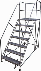 Cotterman - 106" 7 Step Rolling Work Platform - Rolling Work Platform, 800 Lb Capacity, 70" Platform Height, 40" Base Width x 99" Base Depth, Serrated Steel - USA Tool & Supply