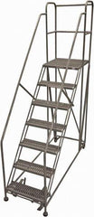 Cotterman - 106" 7 Step Rolling Work Platform - Rolling Work Platform, 800 Lb Capacity, 70" Platform Height, 28" Base Width x 87" Base Depth, Serrated Steel - USA Tool & Supply
