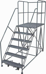 Cotterman - 96" 6 Step Rolling Work Platform - Rolling Work Platform, 800 Lb Capacity, 60" Platform Height, 40" Base Width x 90" Base Depth, Serrated Steel - USA Tool & Supply