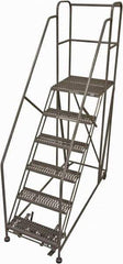 Cotterman - 96" 6 Step Rolling Work Platform - Rolling Work Platform, 800 Lb Capacity, 60" Platform Height, 28" Base Width x 67" Base Depth, Serrated Steel - USA Tool & Supply