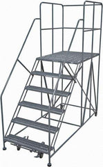 Cotterman - 96" 6 Step Rolling Work Platform - Rolling Work Platform, 800 Lb Capacity, 60" Platform Height, 28" Base Width x 78" Base Depth, Serrated Steel - USA Tool & Supply