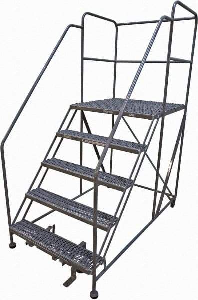 Cotterman - 86" 5 Step Rolling Work Platform - Rolling Work Platform, 800 Lb Capacity, 50" Platform Height, 40" Base Width x 82" Base Depth, Serrated Steel - USA Tool & Supply