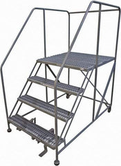 Cotterman - 70" 4 Step Rolling Work Platform - Rolling Work Platform, 800 Lb Capacity, 40" Platform Height, 40" Base Width x 74" Base Depth, Serrated Steel - USA Tool & Supply