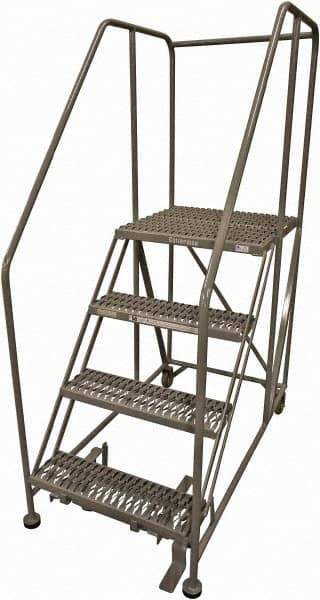 Cotterman - 70" 4 Step Rolling Work Platform - Rolling Work Platform, 800 Lb Capacity, 40" Platform Height, 28" Base Width x 62" Base Depth, Serrated Steel - USA Tool & Supply