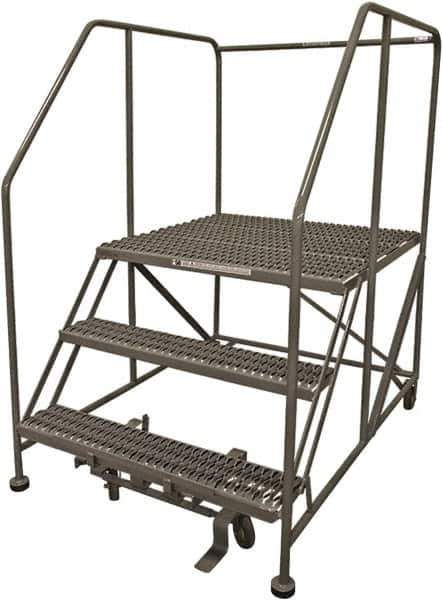 Cotterman - 60" 3 Step Rolling Work Platform - Rolling Work Platform, 800 Lb Capacity, 30" Platform Height, 40" Base Width x 65" Base Depth, Serrated Steel - USA Tool & Supply