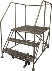 Cotterman - 60" 3 Step Rolling Work Platform - Rolling Work Platform, 800 Lb Capacity, 30" Platform Height, 28" Base Width x 53" Base Depth, Serrated Steel - USA Tool & Supply