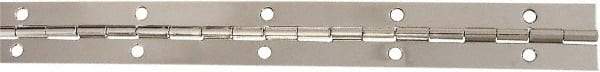 National Mfg. - 12" Long x 1-1/16" Wide, Steel Satin Nickel Coating Continuous Hinge - 0.042" Thick with Holes - USA Tool & Supply