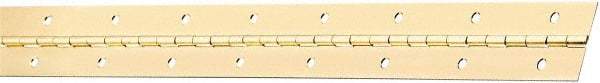 National Mfg. - 48" Long x 1-1/2" Wide, Steel Brass Finish Continuous Hinge - 0.042" Thick with Holes - USA Tool & Supply