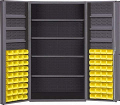 Durham - 16 Shelf 72 Bin Storage Cabinet - Steel, 48" Wide x 24" Deep x 72" High, Gray - USA Tool & Supply