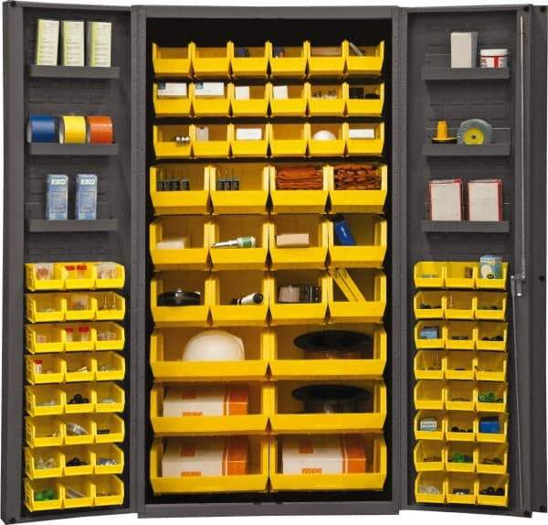 Durham - 6 Shelf 78 Bin Storage Cabinet - Steel, 36" Wide x 24" Deep x 72" High, Gray - USA Tool & Supply
