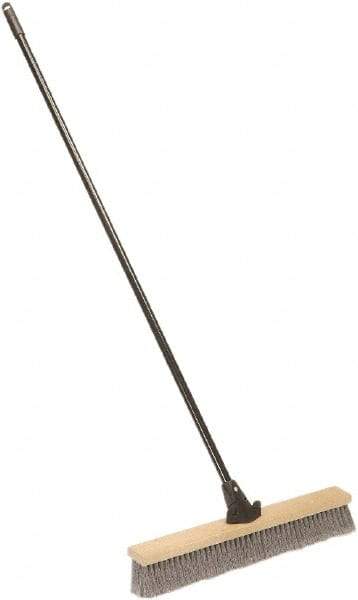 Ability One - 24" Medium Duty Polypropylene Push Broom - Wood Block, Bolt-On Handle Connection - USA Tool & Supply