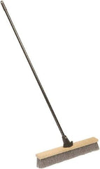 Ability One - 24" Medium Duty Polypropylene Push Broom - Wood Block, Bolt-On Handle Connection - USA Tool & Supply