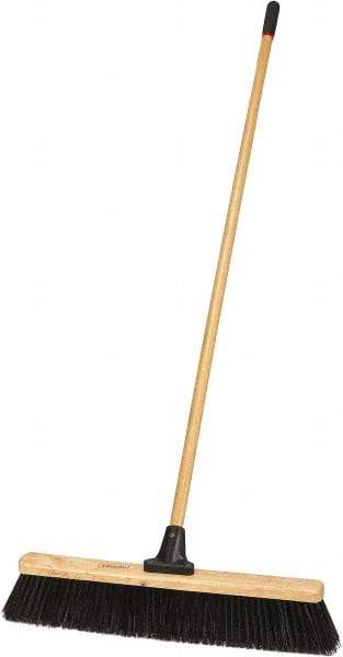 Harper Brush - 24" Heavy Duty Polypropylene Push Broom - 4" Bristle Length, Wood Block, Bolt-On Handle Connection, Handle Included - USA Tool & Supply